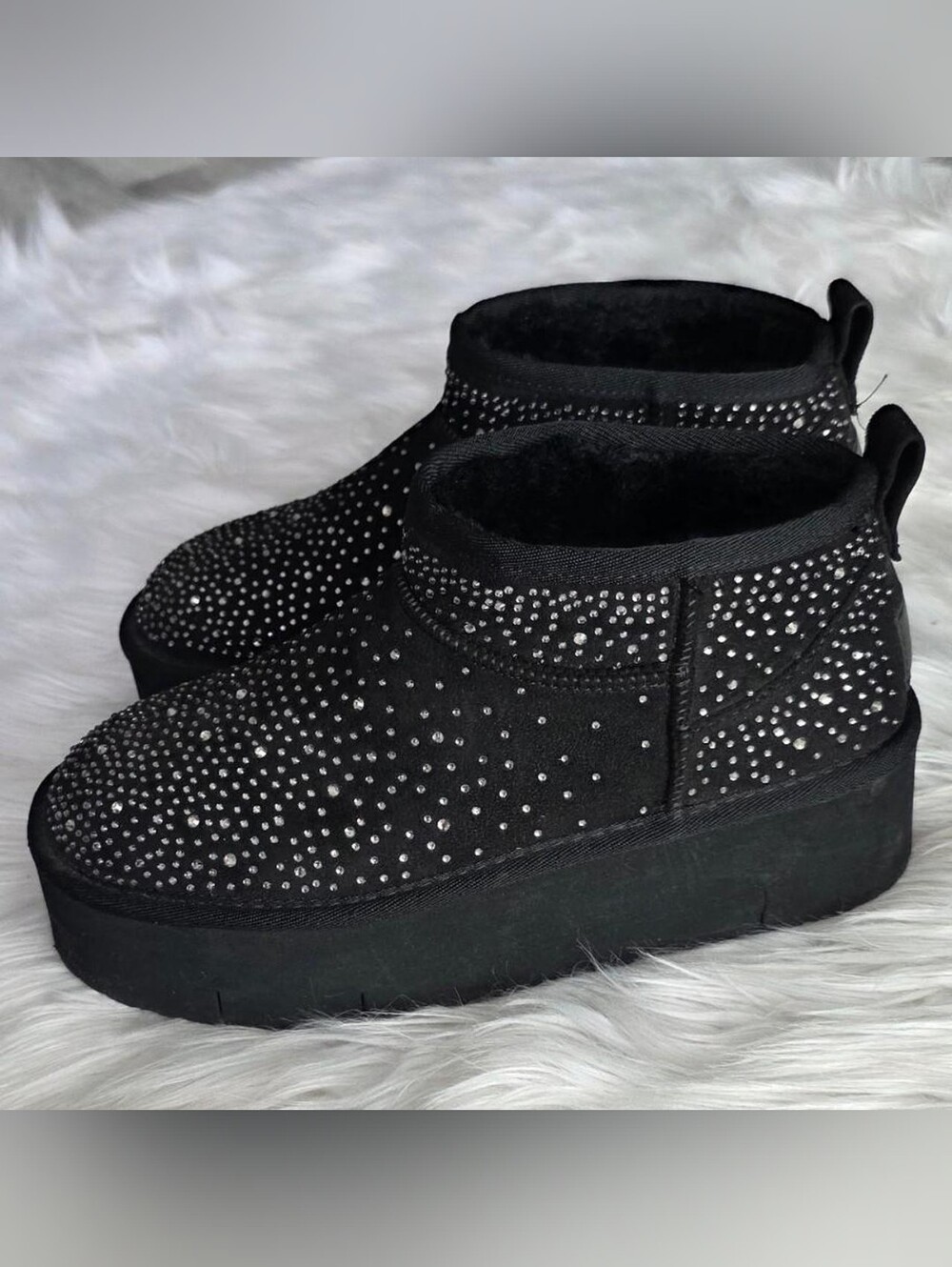 Rock & Candy Black Crystal-Studded Ankle Booties